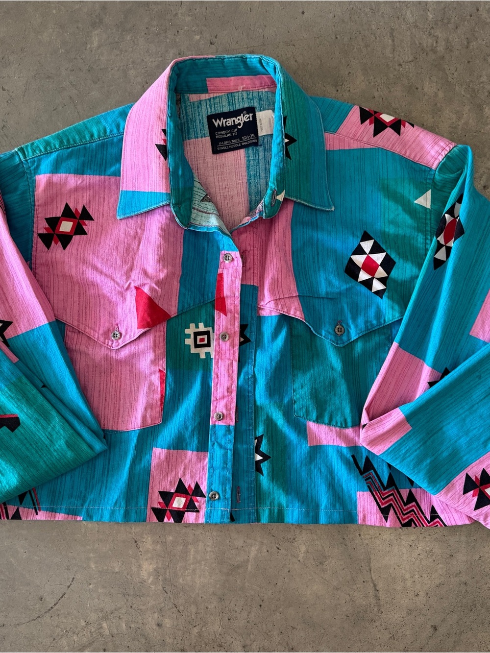 Vintage Wrangler retro long sleeve crop top - Southwestern Button-Down Shirt